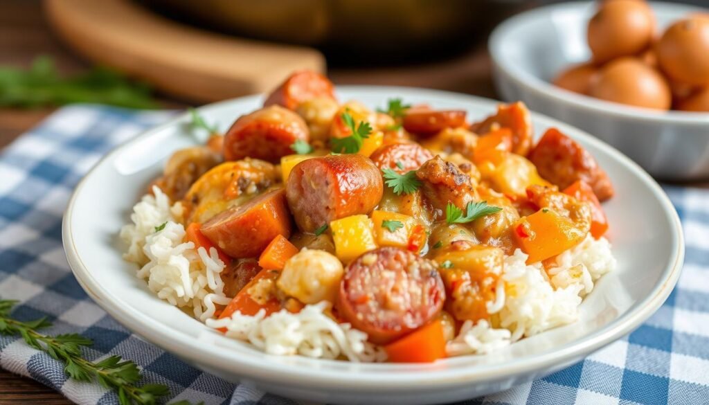 An image of a simple sausage casserole dish