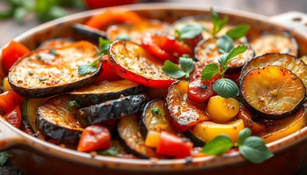 Generate an image of a ratatouille casserole.