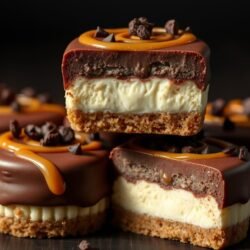 no bake chocolate caramel cheesecake bites